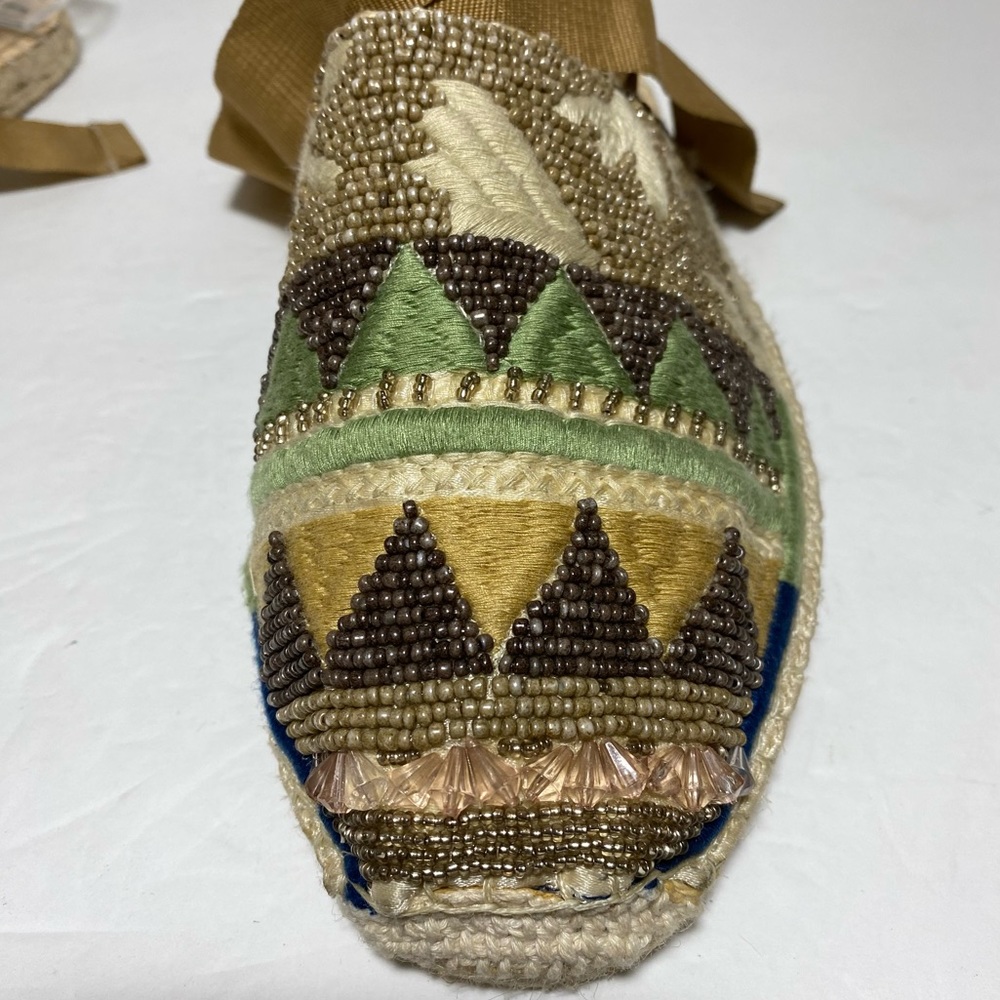 Sam Edelman Karolyn Multicolor Beaded Ankle Ribbon Tie Espadrille Sandals Size 9 - Picture 8 of 16
